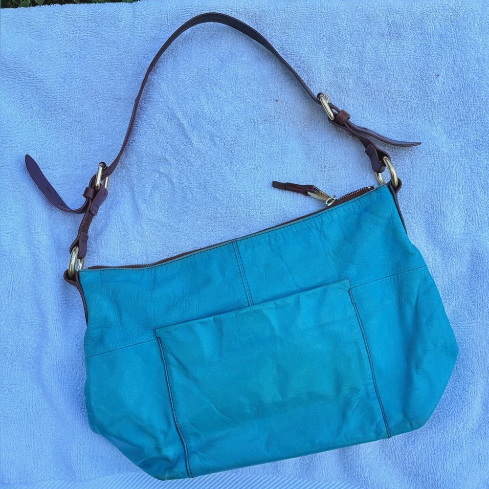 Teal Leather Hobo Shoulder Bag